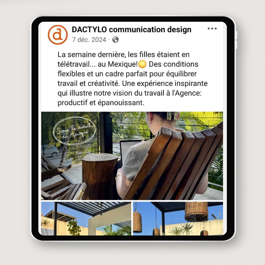 Employés DACTYLO en télétravail au Mexique sur une terrasse boisée